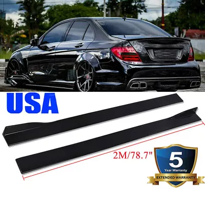 For Benz W204 W205 C300 78.7  Gloss Black Side Skirt Extension Rocker Panel Lip • $46.95