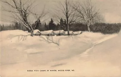 Postcard Buena Vista Camps In Winter Moose River Maine Black & White Artvue • $5.77