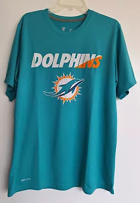 Miami Dolphins Nike Dri Fit Shirt Size L Crew Neck Short Sleeve • $12