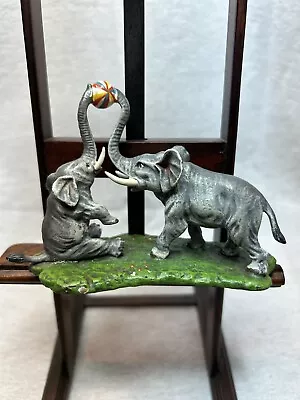 Vienna Bronze Playing ELEPHANTs With Ball Cold Painted Brass Austria • $99