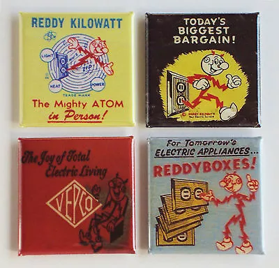 Reddy Kilowatt FRIDGE MAGNET Set (2 X 2 Inches Each) Mighty Atom Sign • $11.95