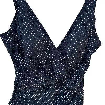 Miracle Suit One Piece Bathing Suit 16 Bra Black White Polka Dots Ruching • $23.97