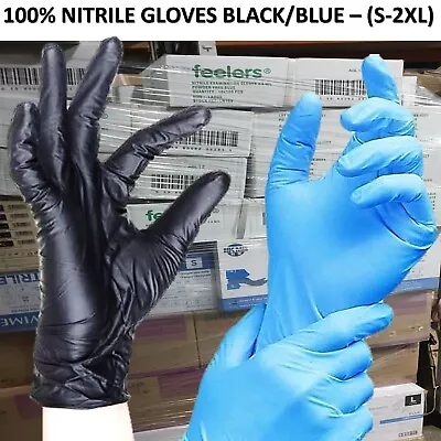 1000 Black Nitrile Powder & Latex Free Disposable Gloves Food Tattoo Mechanic • £34.99