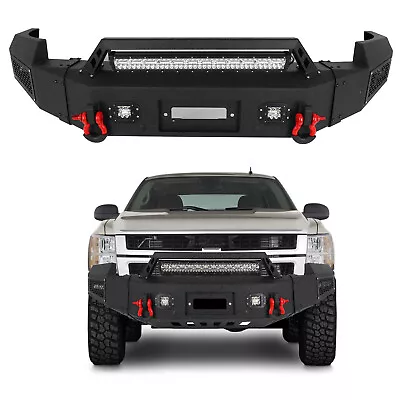 Front Bumper With LED Lights & D-Rings Fits 2007-2010 Chevy Silverado 2500/3500 • $811.99