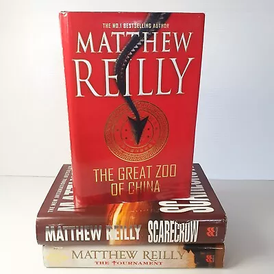 3 X Matthew Reilly Books The Tournament -Signed - Scarecrow 1st Ed HC Bundle Lot • $45