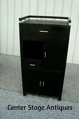 60435 Mid Century Modern Ebony Wine Rack Bar Liquor Storage Cabinet • $285