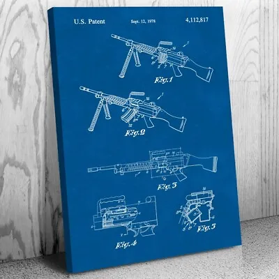 M249 SAW Machine Gun Patent Canvas Print Soldier Gift Gun Blueprint Marine Gift • $72.95