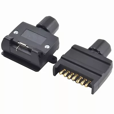 7-Pin Flat Trailer Plug Male & Female Socket For Caravan Boat Adaptor Connector • $27.23