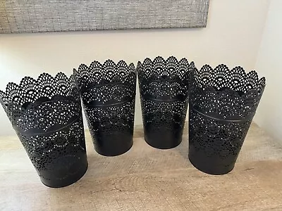 IKEA Almhult Metal Lace Candleholders Set Of 4 Dark Brown 7.75” • $24.95