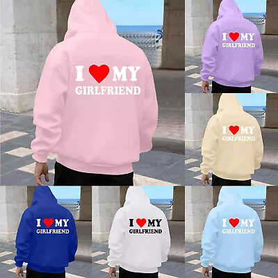 Mens Fashion Casual Loose Multi Color I LOVE MY GIRLFRIEND Printed Hoodie • $24.86