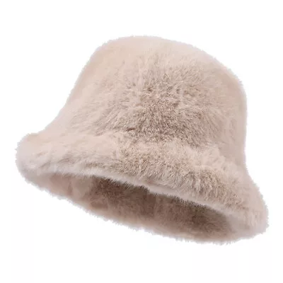 £11.99 • Buy Lady Soft Bucket Hat Cap Faux Fur Cute Warm Fluffy Plush Fuzzy Bucket Hat Winter