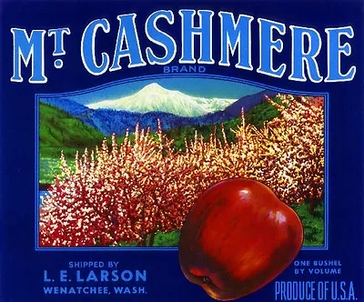 Wenatchee Washington Mt. Cashmere Apple Fruit Crate Label Art Print • $11.19