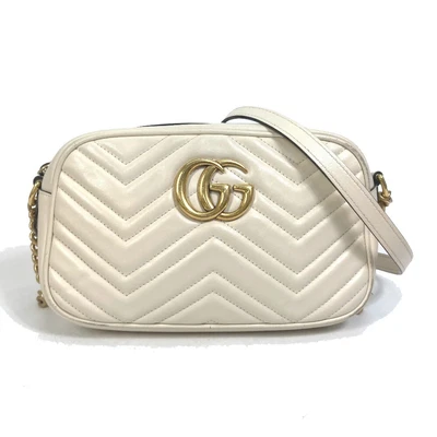 $1318 • Buy GUCCI 447632 Bag Shoulder Bag GG Marmont Small Shoulder Bag Leather White