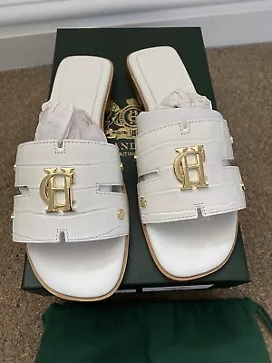 Holland Cooper White Slides Size 5 Brand New Boxed Never Worn • £74.99