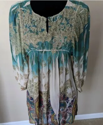 Mushka By Sienna Rose Bohemian Style Colorful Top Empire Waist Size Medium  • $11.99