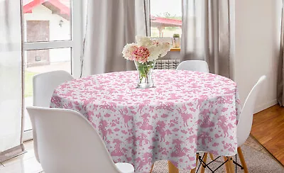 Unicorn Round Tablecloth Magic Horses Hearts Birds • £27.99