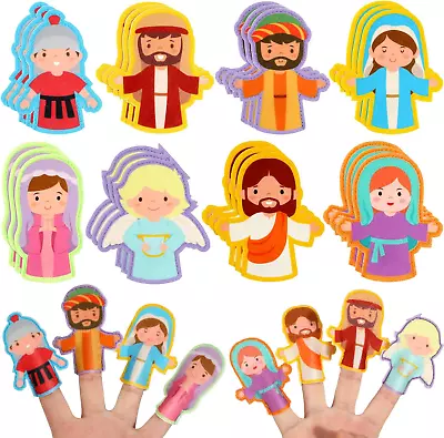 24 Pcs Religious Finger Puppets For Easter Christian Nativity Bible Toys Felt Je • $20.73