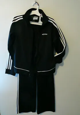 $21 • Buy Adidas Tracksuit Black & White Jacket & Pants Outfit 2-Piece Set Size Small