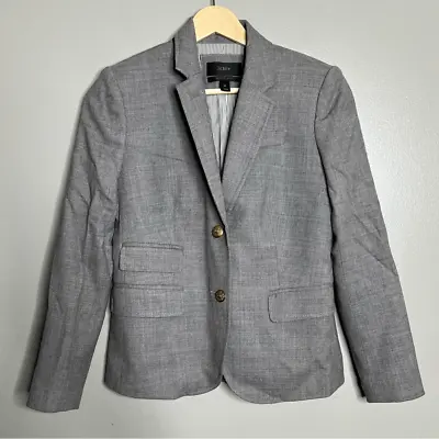 J. Crew School Boy Blazer Silver Gray Gold Button Closure Size 2 Petite Office • $28