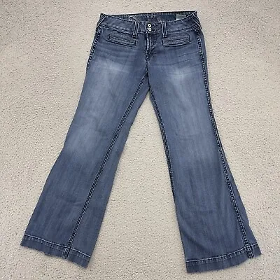 Ariat Jeans Women 29S Blue Trouser Leg Wide Stretch Denim Western Cowgirl  29x29 • $24.42