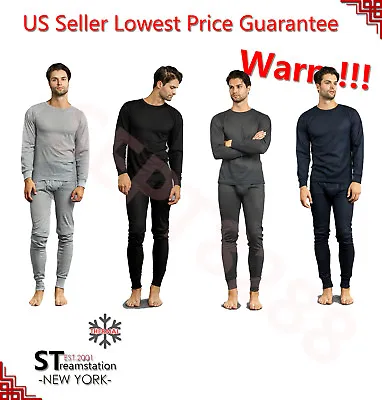 Mens 2 Pc Thermal Underwear Set Long Johns Set Knit Top Bottom Set • $14.88