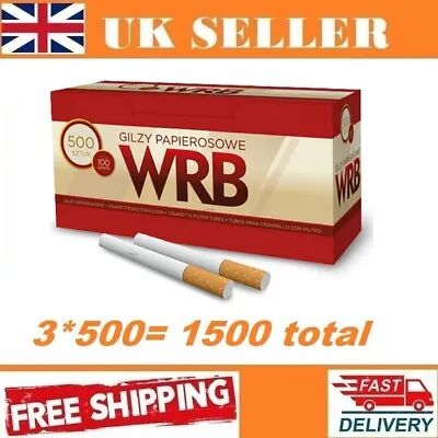 £14.99 • Buy 1500 (3*500) WRB King Size EMPTY CIGARETTE FILTER TUBES Smoking Cigarette