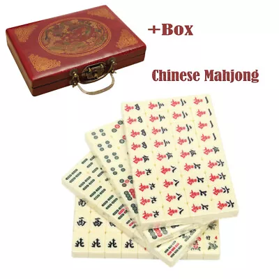 Vintage Chinese Mahjong Set Traditional 144 Tiles Mah-Jong Game Set W/ Case Box • $28.49