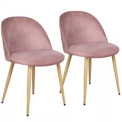Set Of 2 Dining Chairs Modern Velvet Chairs For Kitchen Dining Room Cafe Pink • $104.99
