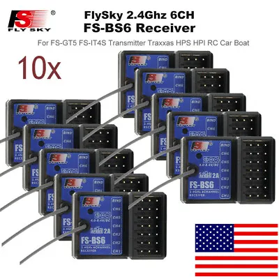 10X FlySky FS-BS6 2.4G 6CH Receiver F/FS-GT5 FS-IT4S FS-GT2E FS-GT2G Transmitter • $158.99