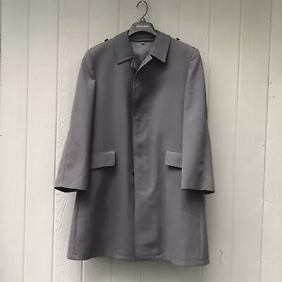 Vintage Schwarz Passau German  Overcoat Jacket Removable Liner Army Gray Size LG • $139