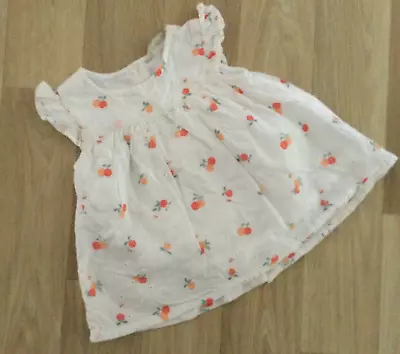 Baby Girl 9-12 Months John Lewis White Broderie Anglaise Summer Dress Cherries • £7