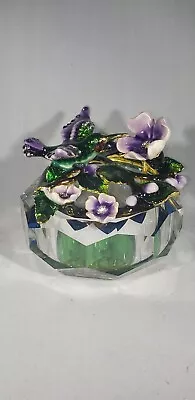 Lovely Purple Bird Swarovski Crystal Cloisonne Enameled Jewelry Box Lead Crystal • $29.95