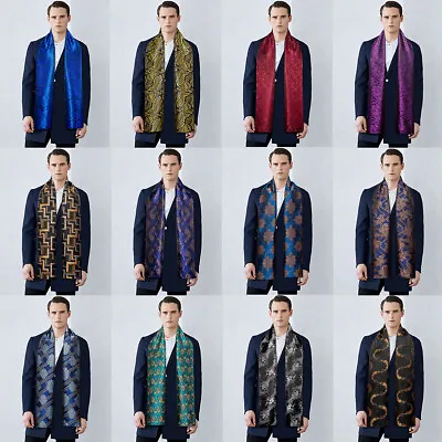 Fashion Mens Silk Scarf Tie Floral Paisley Long Italy Designer Mens Shawl Wrap • £14.99