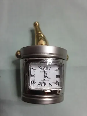 Miniature Champagne Bucket Chrome Case Quartz Clock 3  High 1  Base. • £11