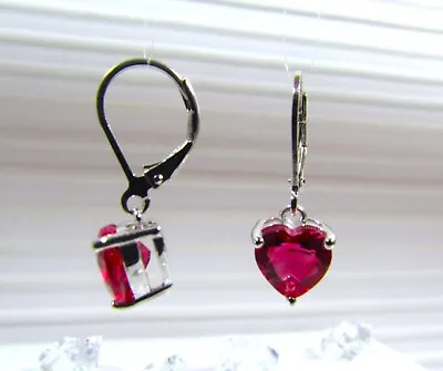 Mt. St Helens Helenite 925 Silver Pink Heart Shape Leverback Earrings 8x8 Mm • $33.99