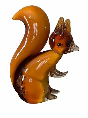 Murano Style Art Glass Squirrel Paperweight Amber And Clear Beautiful • $27.50