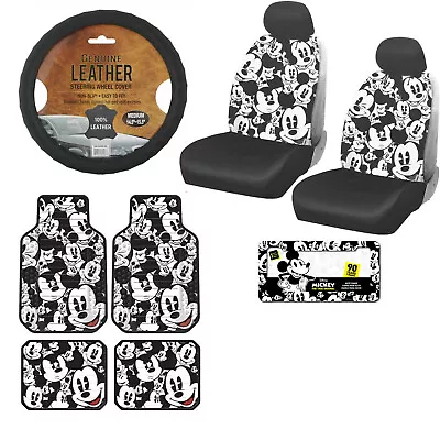 12PC Disney Mickey Mouse Car Truck Floor Mats Seat Covers & Steering Wheel Cover • $133.54