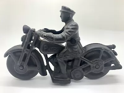 Vintage Cast Iron Police Patrol Motorcycle With Rider Harley Davidson • $22.22