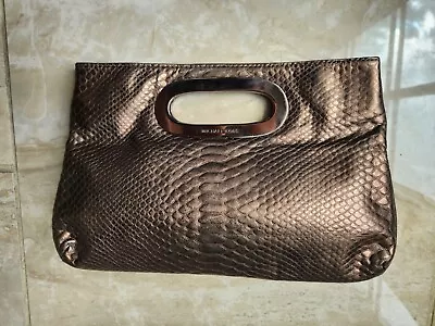 Michael Kors Berkley Patent Metallic Gold Brown Leather Clutch Bag  • $19