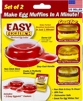 Easy Eggwich Microwave Egg Cooker 'n Muffin Egg Sandwich Breakfast Pan- Set Of 2 • $9.95