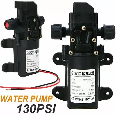 $15.99 • Buy 12V Water Pump 130PSI Self Priming Pump Diaphragm High Pressure Automatic Switch