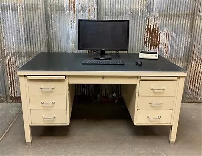 Vintage Mid Century General Fireproofing Desk Double Pedestal Home Office A1 • $595