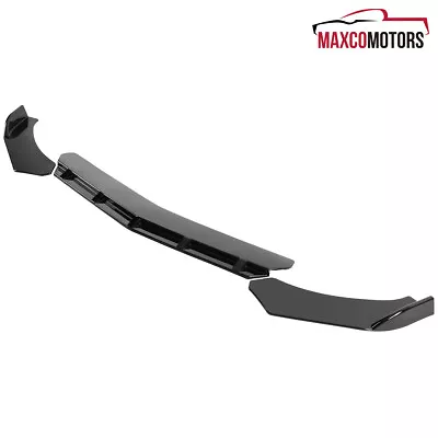 Bumper Spoiler Lip Fits Universal 3PC Style Glossy Black PP Front Splitter Body • $35.49