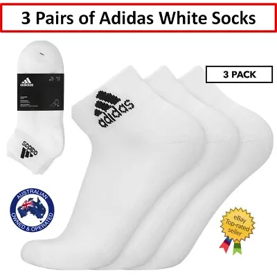 3 Pairs Of Adidas Cushioned Ankle Socks White Men's Sport Work Exercise Socks • $27.50