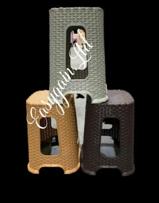 £11.99 • Buy Large Plastic Rattan Stool Indoor Outdoor Home Garden Stackable Chair Foot Step