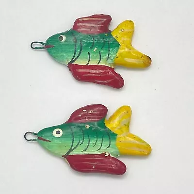 Vintage Handpainted Ceramic Fish Bracelet Necklace Charm Colorful Lot Of 2 • $6.95