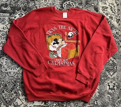 1990s Vintage Disney Mickey Mouse Christmas Sweatshirt Sz Men’s XL • $22