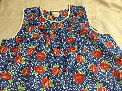 Ladies Cobbler Smock Apron Cozee Corner Size 1X Snap Front 2 Pockets Big Flowers • $7.50