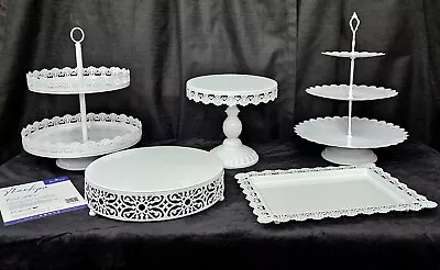 5Pc White Cake Stand Set 3-Tier Cupcake 2-Tier Dessert Stand Birthday Party • $70