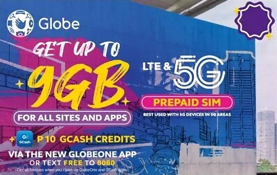 GLOBE 5G Prepaid Roaming Philippines SIM Card LTE Tri-Cut Mini Micro Nano W 150  • $8.99